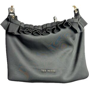 Ted Baker Ryllee Black Neoprene Ruffle‎ Bow Crossbody Shoulder Bag Y2k style